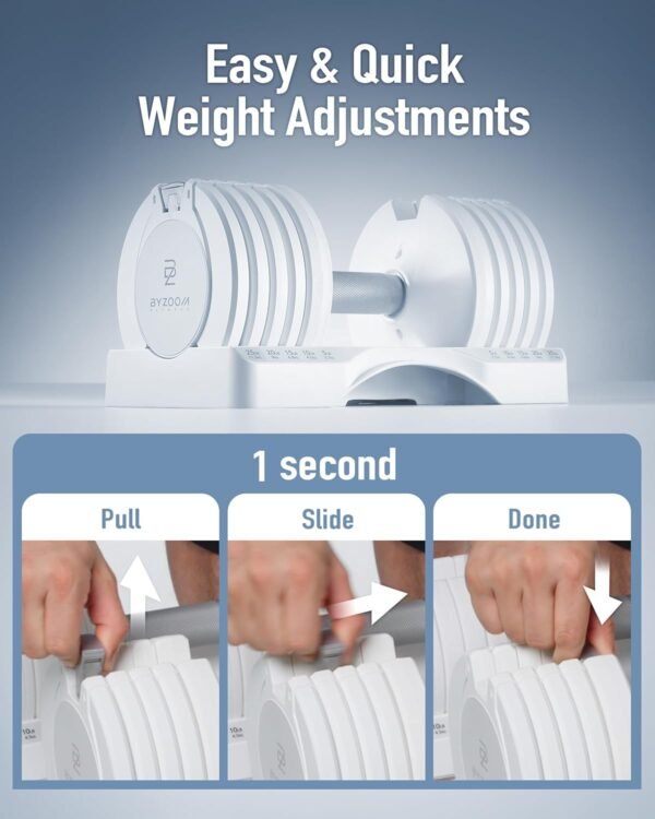 Adjustable Dumbbell 12.5/25lb Set of 2 or Single Unit Piece Weight Training Fitness Exercise Body Workout 5 in 1 for Home Gym Beginners Woman - Image 3