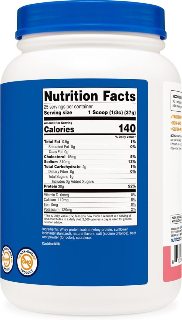Nutricost Whey Protein Isolate (Strawberry Milkshake) 2LBS - Image 6