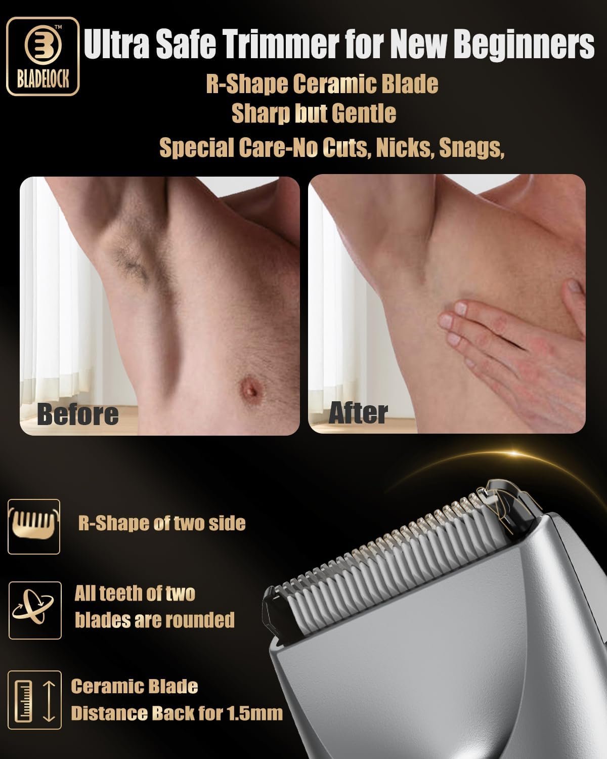 ENSSU Body Hair Trimmer for Men with Light, No Nicks Ball Trimmer Men Waterproof, Pubic Groin Hair Trimmer for Men Rechargeable Body Groomer with Standing Recharge Dock,LED Display - Image 3