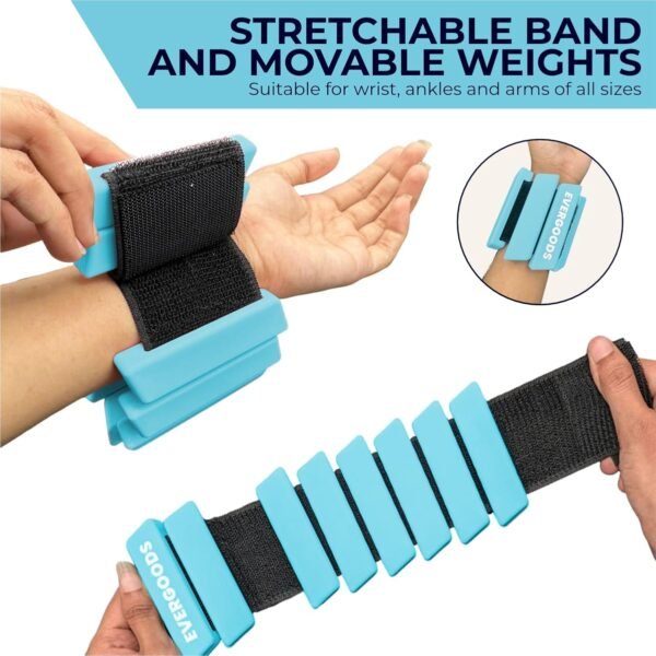 Wrist and Ankle Weights for Women and Men, Set of 2 (1lb Each) Wrist Weights with Sweatband, Adjustable Strap Leg Weights Perfect for Yoga, Pilates, Dance, Pool Workouts, and Jogging - Image 5