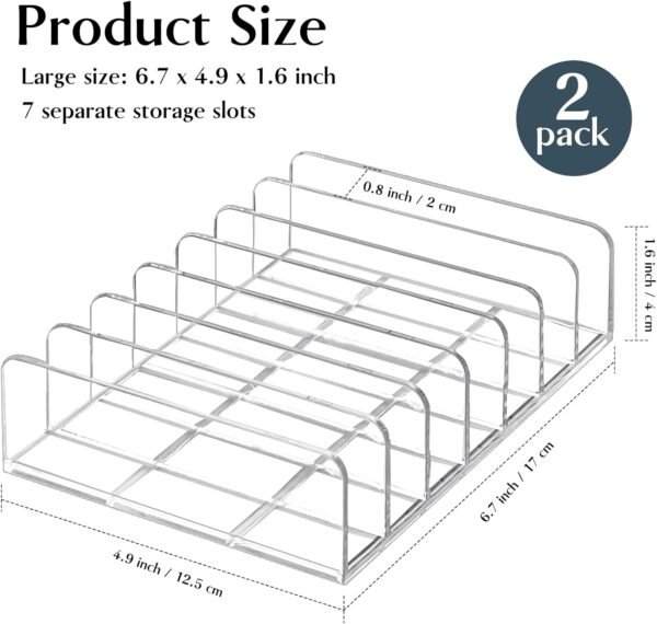 TUZAZO 2 Pack Acrylic Eyeshadow Palette Makeup Organizer - 7-Section Makeup Palette Organizer - Cosmetics Display Storage Holder for Eyeshadow Palettes Blush Contour Kits Sunglasses - Image 3