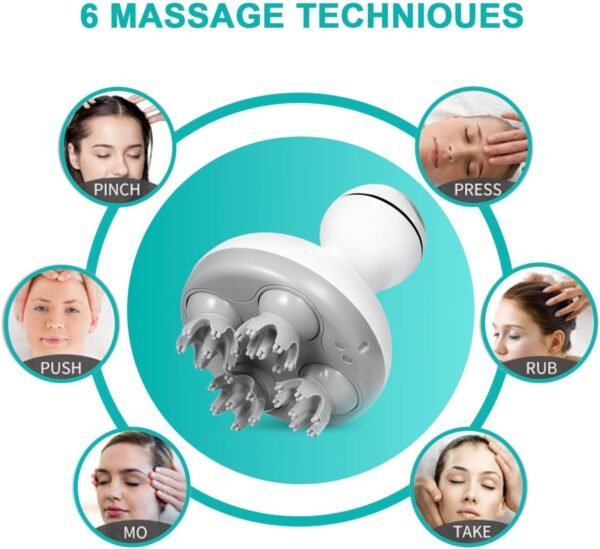 VGU Rechargeable Scalp Massager with Multi-Node Design, Promotes Hair Growth, Relieves Stress, Waterproof, Portable Handheld Head Massager - Image 8