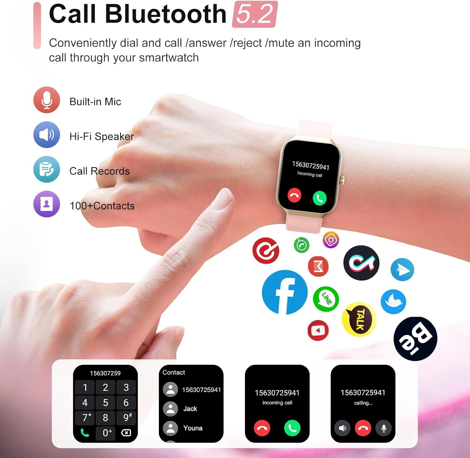 Smart Watch for Women Answer/Make Calls, 1.96" HD Fitness Watch with Heart Rate Monitor Sleep Monitor, 113 Sports Activity Trackers with Step Counter, IP68 Waterproof, Smartwatch for Android/iOS, Rose - Image 3