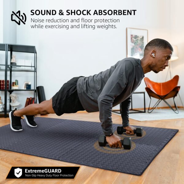 12 Pack, 48 SQFT - 24" x 24" - 1/2" Extra Thick Floor Exercise Mat for Home Gym or Floor Padding - High-Density EVA Interlocking Foam Floor Tiles for Gym Equipment, Play Area | Yoga, Cardio, Weights - Image 5