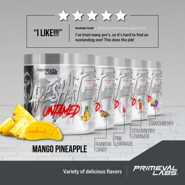 Primeval Labs Ape Untamed Pre Workout Energy Drink Powder | Max Support for Pumps & Focus | Nitric Oxide Production Preworkout Energy with L-Citrulline, Beta Alanine, Mango Pineapple 40 Servings - Image 8