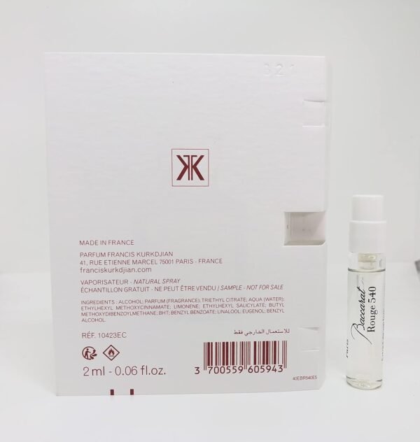 Maison Francis Kurkdjian Baccarat Rouge 540 EXTRAIT de Parfum Vial Sample Spray 2ml/ 0.06oz New - Image 4