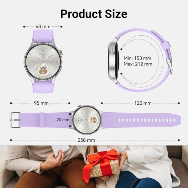 Fitpolo Smart Watch for Women,1.3" AMOLED Touchscreen Fitness Tracker, Make/Answer Calls, Heart Rate SpO2 Monitor, IP68 Waterproof, Sleep & Activity Tracking Smartwatch for Android Phones iPhone - Image 9