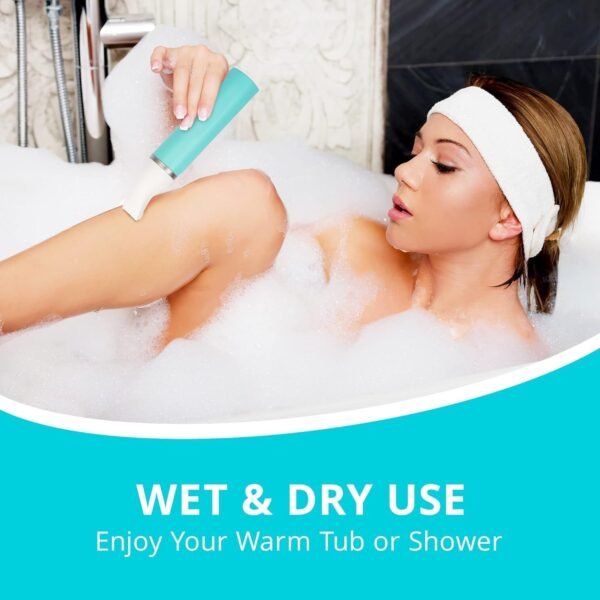 Bikini Trimmer for Women Pubic Hair: Eletctric Razors for Women - Rechargeable Eletctric Shaver for Women - Painless Bikini Trimmer Waterproof IPX7 for Body Hair Tiffany Blue - Image 3