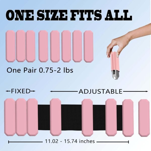 Pilates Wrist And Ankle Weights For Women At Home, Adjustable Arm & Leg Ankle Weights For Men, 1 lb Weights Set Of 2 For Walking Workout Dance Yoga Running - Image 3