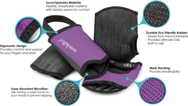 YogaPaws SkinThin Non Slip Yoga Gloves and Yoga Socks for Women & Men for Hot Yoga, Crossfit, Cycling, for Sweaty Hands Feet - Image 2