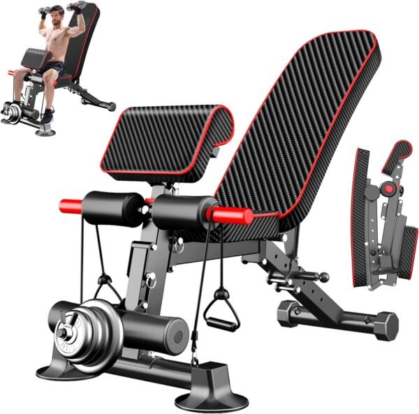 Adjustable Weight Bench - Utility workout Benches for Exercise, Free Installation Design for Portable Fitness Strength Training Equipment at Home Gym - Image 2