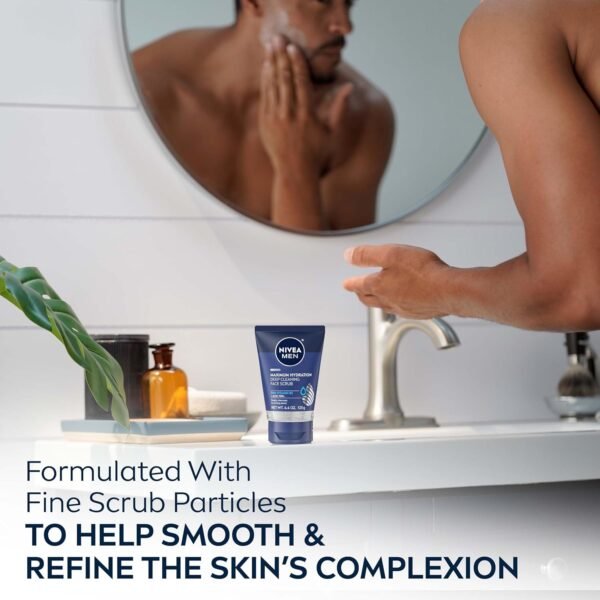 NIVEA MEN Maximum Hydration Deep Cleaning Face Scrub With Aloe Vera, 3 Pack of 4.4 Oz Tubes - Image 9