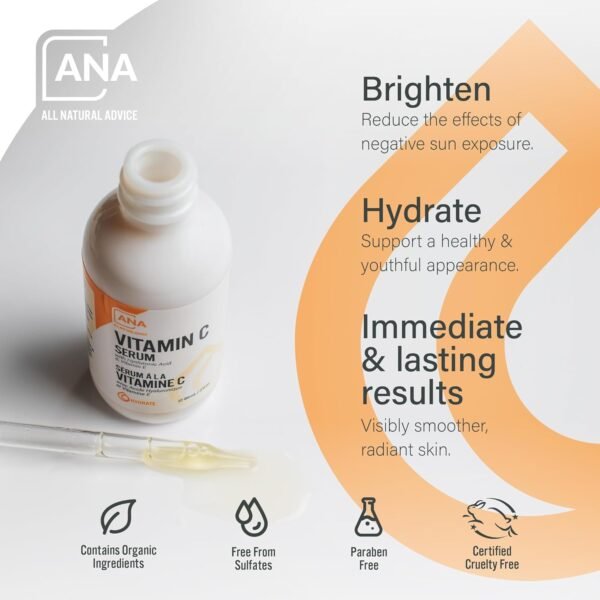 All Natural Advice Vitamin C Serum 60mL | 20% Vitamin C Face Serum Solution with Organic Botanicals, Hyaluronic Acid & Vitamin E | UV-Shielding Glass Bottle, Spray & Dropper | Canadian Skin Care - Image 5