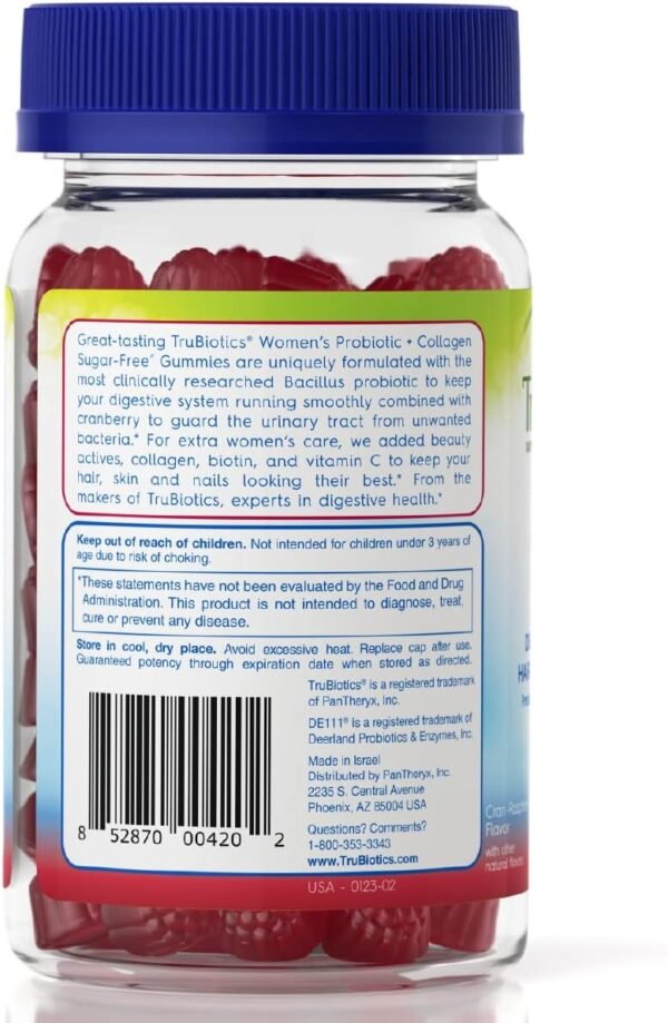 TruBiotics Probiotic Gummies with Collagen for Womens Digestive/Urinary/Hair/Skin/Nails Health, Sugar Free Prebiotics & Probiotics for Women, Collagen, Biotin, Vitamin C & Cranberry Extract, 50 Count - Image 5