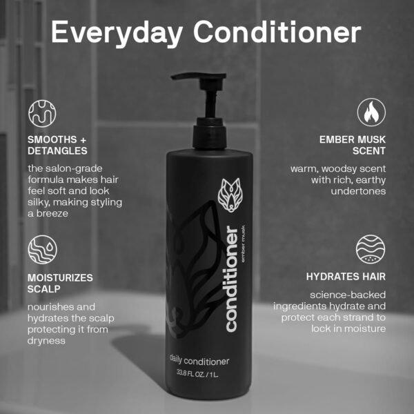 Black Wolf Everyday Men’s Shampoo & Conditioner Set, 12 Fl Oz - Charcoal Powder Cleanses Scalp and Fights Dirty & Greasy Hair - Thick & Rich Lather Daily Shampoo and Conditioner - For All Hair Types - Image 5