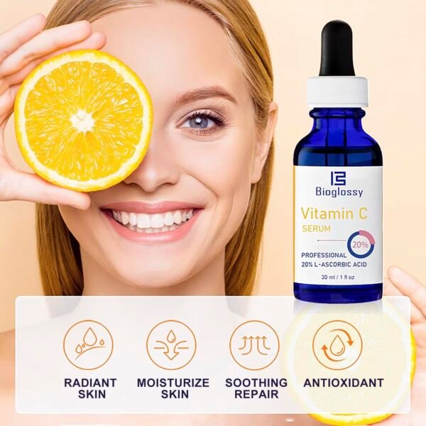 Vitamin C Serum 20%, Professional Vitamin C Face Serum Anti Aging Skin Care, Enhance Skin Radiance Reduce Fine Lines & Wrinkles for Women - Image 4