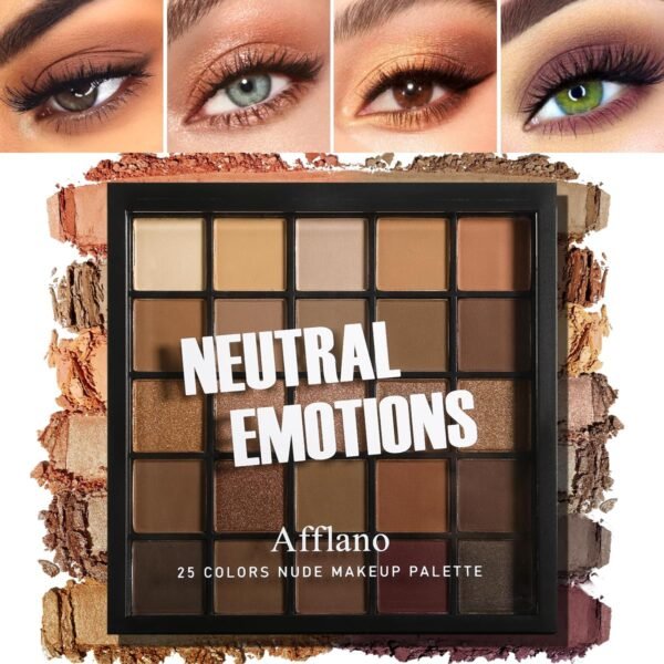 Nude Neutral Eyeshadow Palette, 25 Color Matte Shimmer Brown Gold Eye Shadow Palette, Pigment Naked Smokey Natural Eyeshadow Palette for Brown Eyes, Long Lasting Blendable Hypoallergenic Makeup Pallet - Image 2