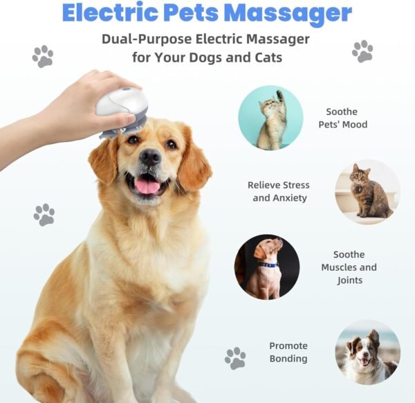 Upgraded Electric Scalp Massager for Men Women, Handheld Cat Dog Pet Head Massager with 4 Massage Heads, 3 Speeds, Waterproof Massager for Soothing Muscles Joints, Hair Growth & Stress Relax - Image 5