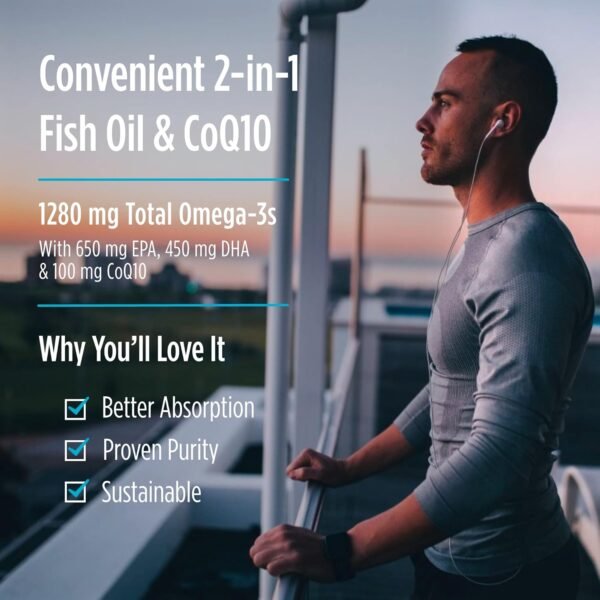 Nordic Naturals Ultimate Omega + CoQ10, Lemon - 60 Soft Gels - 1280 mg Omega-3 + 100 mg CoQ10 - Heart Health, Cellular Energy, Antioxidant Support - Non-GMO - 30 Servings - Image 7