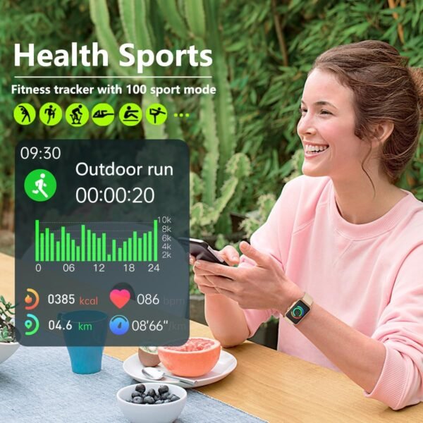 FITVII Health Fitness Tracker, 24/7 Blood Pressure Heart Rate Monitor, Smart Watch (Answer/Make Calls) with Blood Oxygen Sleep Tracking Watch, Waterproof Step Calorie Activity Tracker for Women Men - Image 7