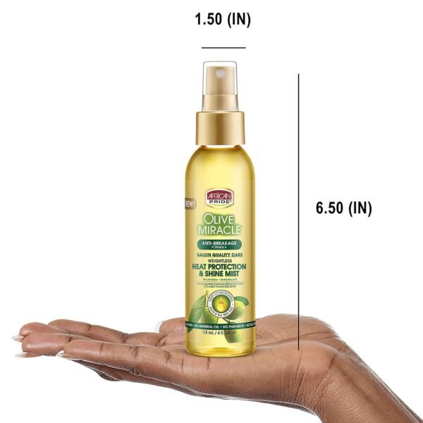 African Pride Olive Miracle Weightless Heat Protection & Hair Shine Mist, Fights Humidity & Shields Against Heat Damage, Enriched with Olive & Tea Tree Oils, 4 oz - Image 8