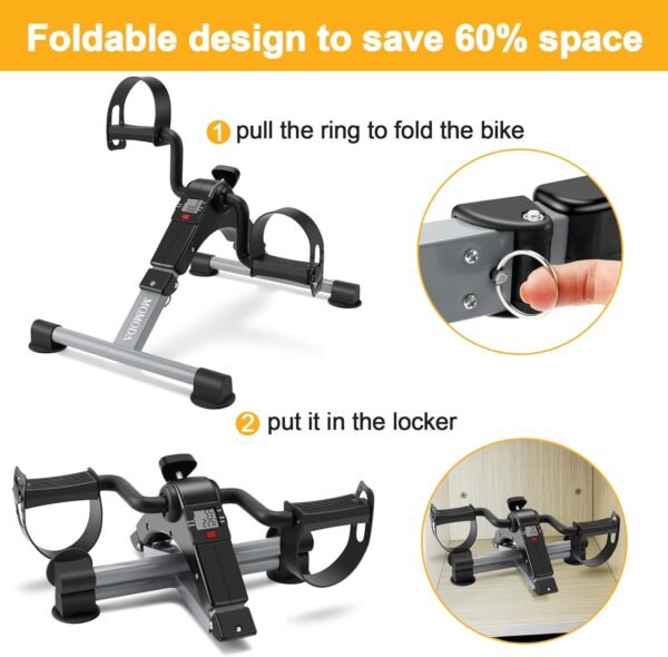 MOMODA Under Desk Bike Pedal Exerciser Mini Bike for Leg/Arm Bike Foldable Peddler with LCD Display for Home/Office - Image 4