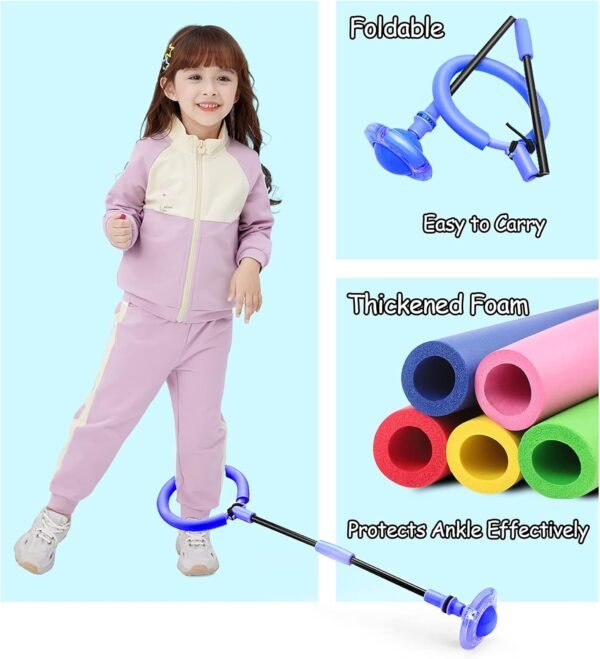 Kids Skip Ball,Foldable Ankle Skip It Ball Flashing Jumping Ring Colorful Sports Swing Ball Fitness Fat Burning Jump Rope Exercise Skipping Toy for Kids - Image 3