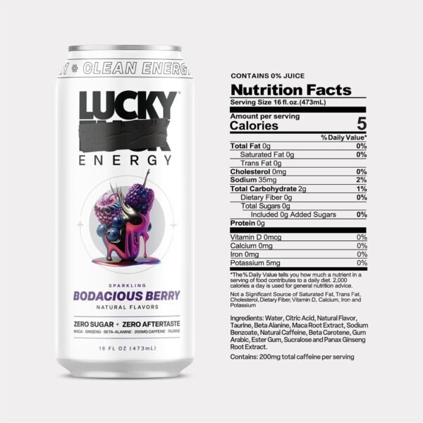 Lucky Energy Sugar Free Energy Drinks 16 Fl Oz Cans (Pack of 10) Healthy Energy Drink Variety Pack with Maca, Ginseng, Taurine, Beta-Alanine, 200mg Caffeine (Packaging may vary). - Image 3