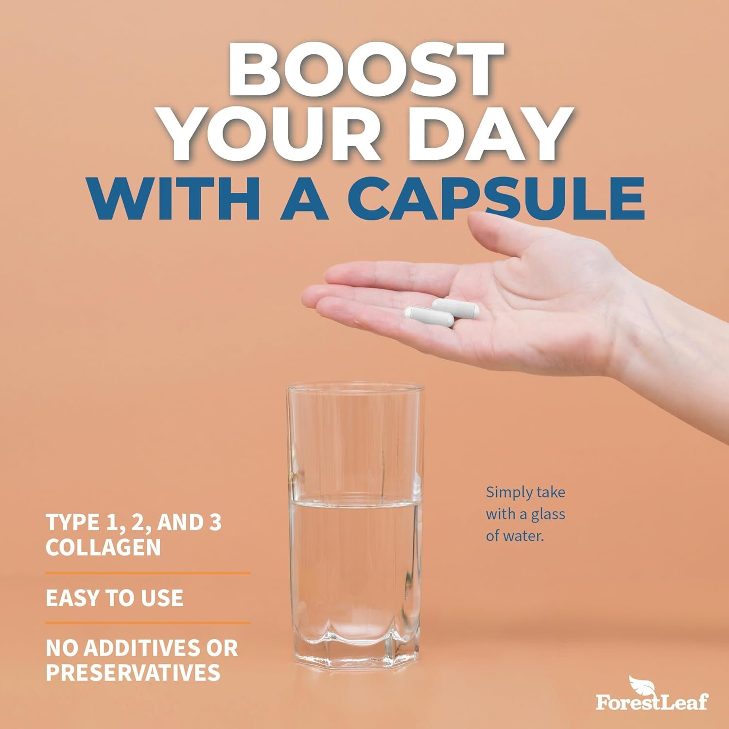 ForestLeaf Multi Collagen Pills with Hyaluronic Acid + Vitamin C | Hydrolyzed Collagen Supplements for Women or Men | Multi Collagen Capsules Peptides for Skin, Wrinkles, 120 Caps - Image 7