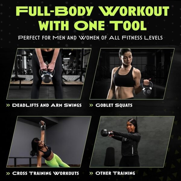 Kettlebells, Single-cast Iron, No-welded Joints, Wide Handle, Strength Training Kettlebells, Cast Iron Kettlebell Set, Powder Coated Kettlebell Weights For Maximum Durability, Men & Women - Image 4