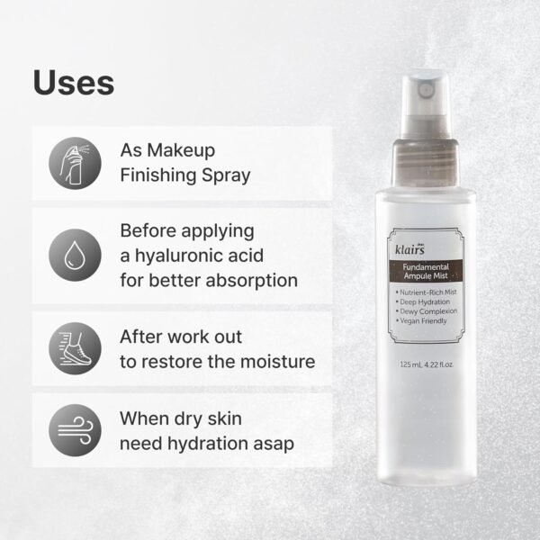 Fundamental Ampule Mist, 75% Green Tea Korean Face Toner Spray, Finishing Spray, Dewy Healthy Glow look, Set Makeup, Hydrating, Lightweight Facial Mist | Alcohol, Fragrance-Free - Image 5