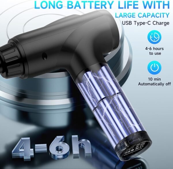 JQX Massage Gun Deep Tissue, Handheld Electric Body Muscle Massage Gun, High Percussion Vibration Back Neck Massager for Athletes with 30 Speed Levels & 9 Heads, Gifts for Men and Women (Black) - Image 6