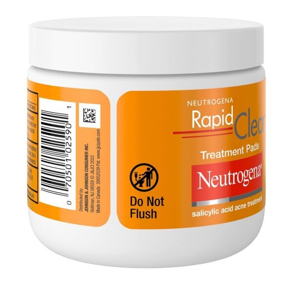 Neutrogena Rapid Clear Maximum Strength Acne Face Pads, for Acne Prone Skin, Salicylic Acid Treatment to Help Fight Breakouts, Oil-Free Facial Cleansing Pads with 2% Salicylic Acid Treatment, 60 Count - Image 12