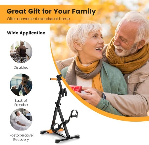 GYMAX Pedal Exercise Bike for Seniors, Hand Arm Leg and Knee Fitness Machine with Massage, LCD Monitor, Adjustable Height and Length for Total Body, Home Exercise Equipment for Elderly - Image 10