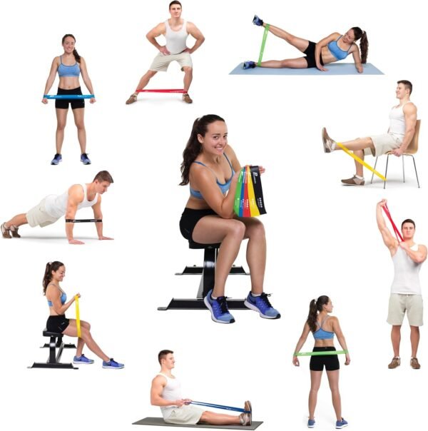 Resistance Bands, Set of 5 Bands – 5 Different Resistance Levels, Exercise Guide, eBook, Carry Bag – 5X Booty Loop Band for Butt and Legs Women - Fitness Stretch Band for Workout Men - Image 7
