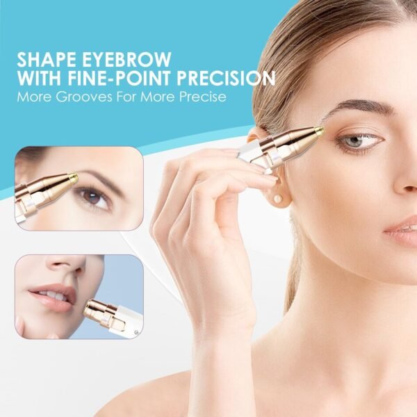 Eyebrow Facial Trimmer: 2 in1 Rechargeable Facial Hair Removal and Eyebrow Shaver - Face Lips Body Painless Facial Razor with Built-in LED Light (White) - Image 6