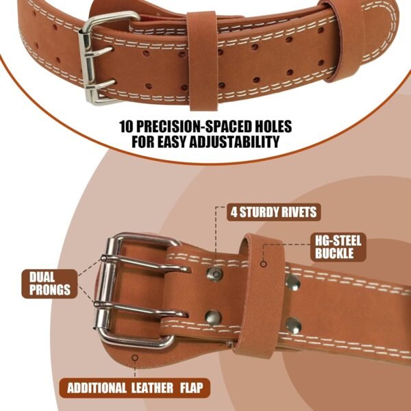 Leather Weight Lifting Belt, Weightlifting Belt for Men & Women, 4'' Wide Padded Lumbar Back Support, 10 Adjustable Holes, Gym Fitness Belt, Squat Belt, Deadlift Belt, BREWIDAR Workout Belt for Powerlifting with Carry Bag - Image 5