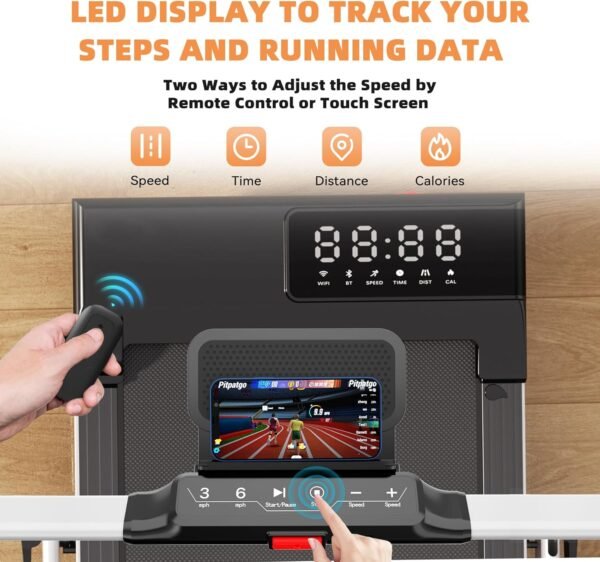 DeerRun 3 in 1 Walking Pad Treadmill, 300 Weight Capacity Foldable Treadmill, 3.0HP Low Noise Under Desk Treadmills for Home Office with Remote & APP - Image 6