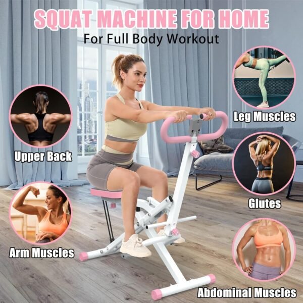 Squat Machine for Home, Squat Ride / Rowing Machine with Adjustable Resistance, Foldable Exercise Equipment, Glute & Leg Cardio Workout Machine - Image 3