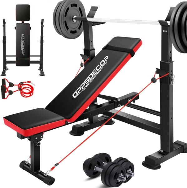 OPPSDECOR 660lbs 6 in 1 Weight Bench Set with Squat Rack Adjustable Workout Bench with Leg Developer Preacher Curl Rack Fitness Strength Training for Home Gym - Image 2