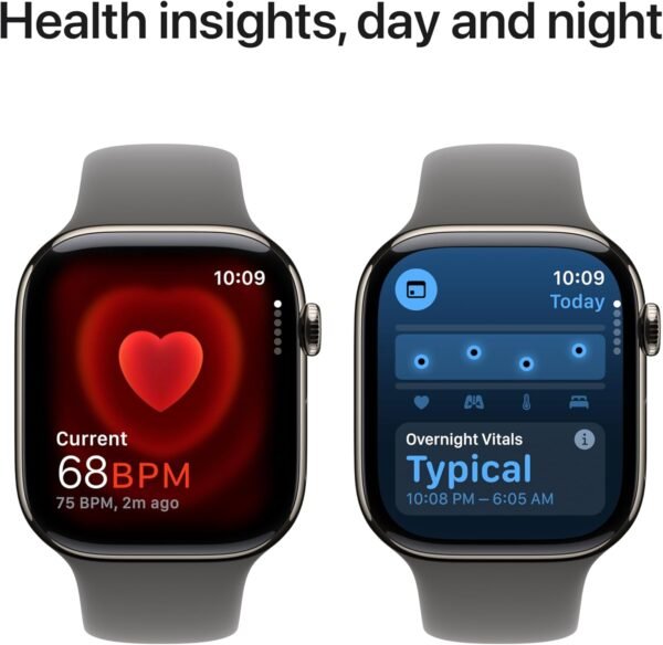 Apple Watch Series 10 [GPS + Cellular 46mm case] Smartwatch with Natural Titanium Case with Stone Grey Sport Band - M/L. Fitness Tracker, ECG App, Always-On Retina Display, Water Resistant - Image 7