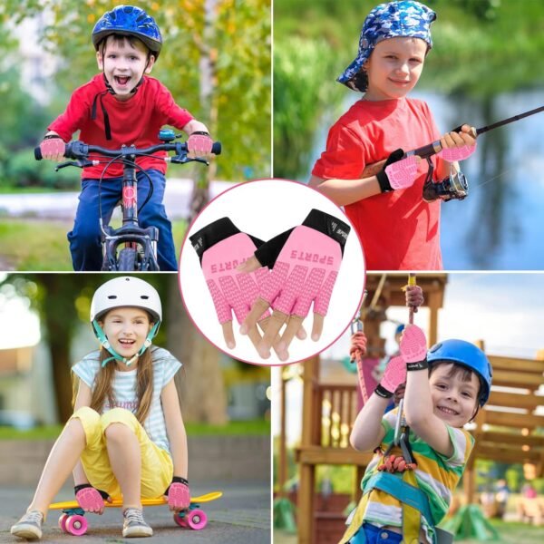 Kids Fingerless Sport Cycling Glove, Non-Slip Toddler Half Finger Fishing Gloves for Child Climbing Riding Biking Outdoor Sports - Image 7