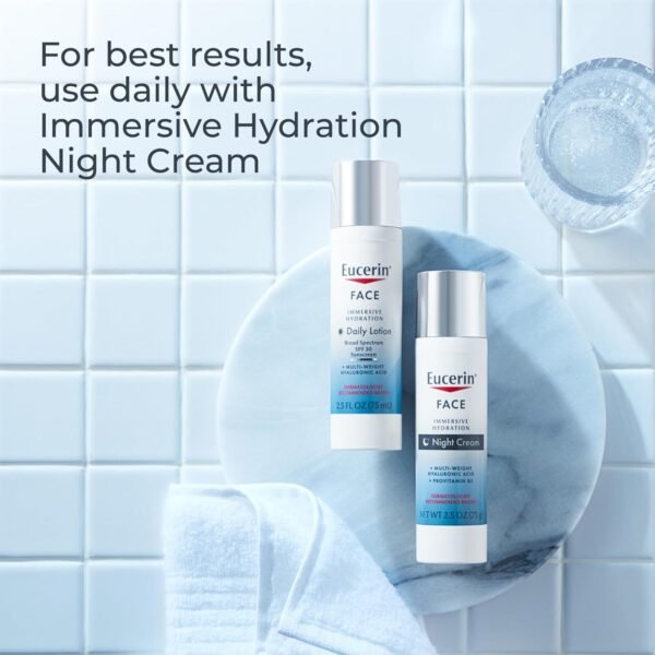 Eucerin Face Immersive Hydration Daily Face Lotion Broad Spectrum SPF 30 Sunscreen, Daily Moisturizer with Hyaluronic Acid Smooths Fine Lines and Wrinkles, 2.5 Fl Oz Bottle - Image 10