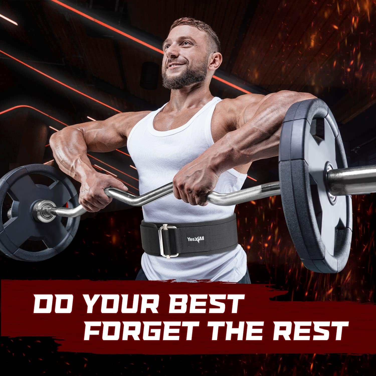 Yes4All 100% Leather Premium Weightlifting Belt/Genuine Leather/ 2in1 Dip Belt With Chain/Self-locking Belt, Robust Alloy Steel Buckle 10mm Thick For Heavy Lifting, Squats, Deadlifts, and More - Image 7