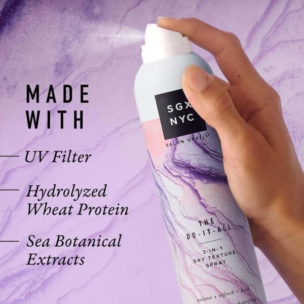 SGX NYC Dry Texture Spray - 3-in-1 Versatile Dry Shampoo and Hairspray for Refreshed Hair - 6.5 oz - UV Protection, Paraben Free, Vegan Friendly, Cruelty Free - Image 6