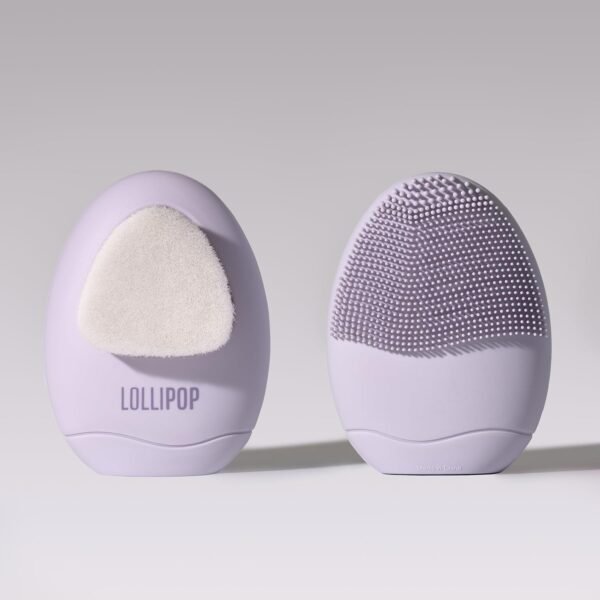 LOLLIPOP Palm Size Dual-Sided Silicone Face Exfoliator, Face Scrubber, Synthetic Face Brush Cleanser, Facial Cleansing Brush for Massage, Plum - Image 2