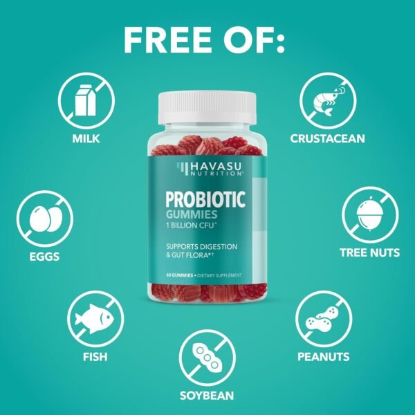 Probiotic Gummies for Digestive Support and Gut Health - 1 Billion CFU Bacillus Coagulans - 60 Count - Shelf Stable, Non-GMO, Gluten-Free, and Vegetarian - 2 Month Supply, Mixed Berry Flavor - Image 8