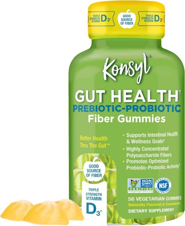 Konsyl Gut Health Prebiotic - Probiotic Fiber Gummies - Helps Support Digestive Health+ - Vegetarian Fiber Supplement Gummies for Adults- 56 Count - Image 2