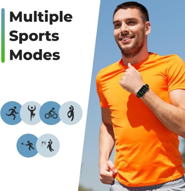 Fitness Tracker Smart Watch, 1.47" Full Touch Health Tracker with 24/7 Heart Rate & Blood Oxygen Monitor, Sleep Tracker, 3ATM Waterproof Step Tracker Activity Tracker for Women Men, Deep Black - Image 4