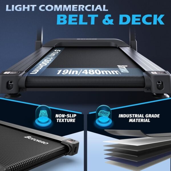 Treadmills for Home, Foldable Treadmill, Wide Shock Absorption Deck for Walking or Running, 300 LBS Weight Capacity, Bluetooth Enable, LED Display| R5PRO 12% R7 R9 18% Auto Incline - Image 4